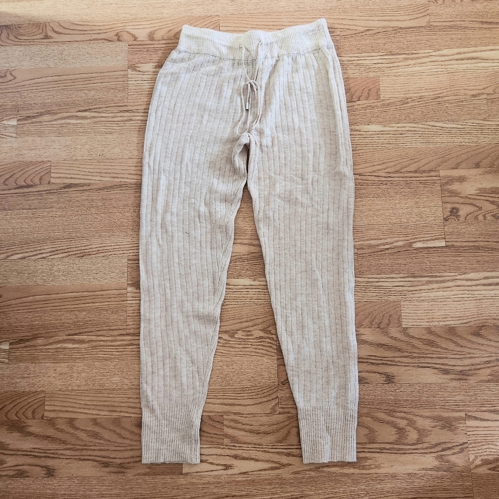 NWOT Free People Cream Knitwear Joggers, Size L - Picture 1 of 4